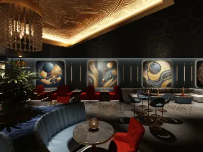 bar coffee restaurant night club interior design 3D model