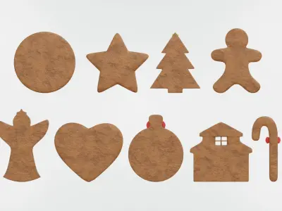 Gingerbread Christmas Cookie Set 2 3D model