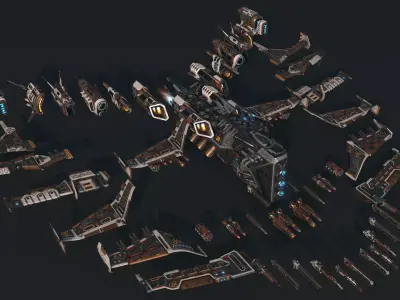 Spacecraft 01 Modular Pack Low-poly 3D model