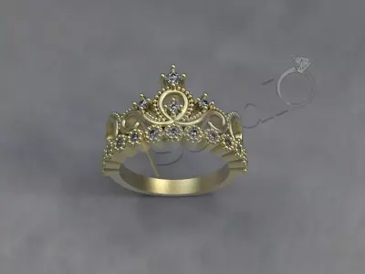 Luxury Crown ring with stones 3d print model 3D print model