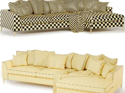 Meridian large chaise sofa 3D model