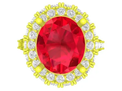 7392 luxury diamond oval halo fashion women ring 3D print model