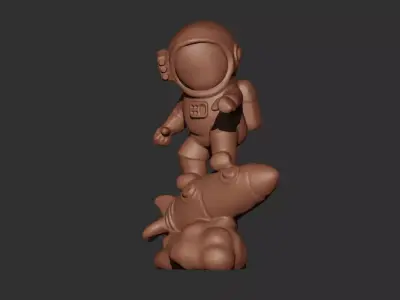 Astronaut on the Rocket Sculpture 3D print model