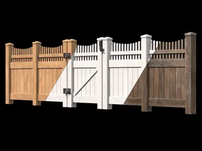 Wooden Fence set package 3D Model Collection