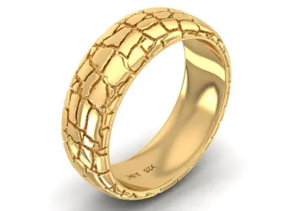 Luxury Crocodile Pattern Wedding Band for Men 2774 3D print model