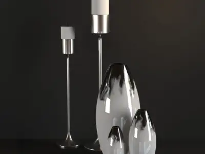 set346 silver pears on book 3D model