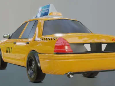 Lowpoly taxi cab Low-poly 3D model