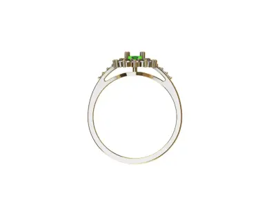 Emerald Drop Ring with Diamonds 3D printing  Anel Esmeralda 3D print model