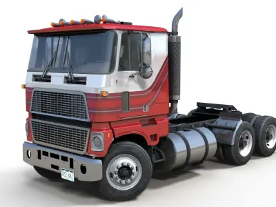 American daycab cabover semitruck Low-poly 3D model