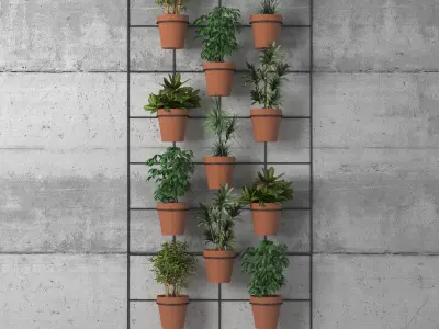 Pots On Wall Free 3D model