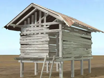  Old wooden house for the poor 3D model