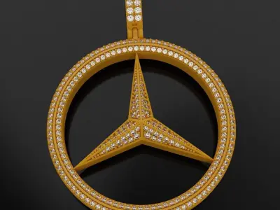 Mercedes Benz  Pendant With Diamonds 3D print model