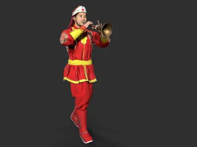 musician character Low-poly 3D model