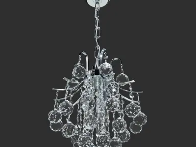 French-Empire-Crystal-Chandelier-Silver-3-Lights chrome chand... 3D model