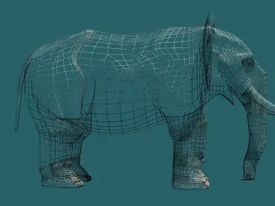 Elephant 3D model with tusks Low-poly 3D model