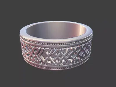 ornamental ring silver engraved band detailed mens ring 3D print model