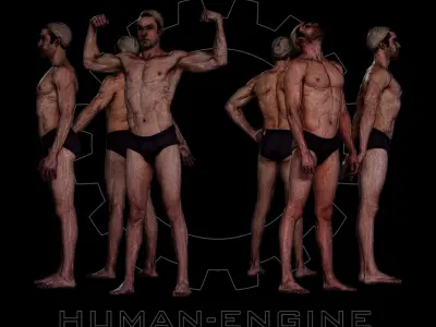 6 Male Standing Poses Anatomical Reference Bundle 007 3D model