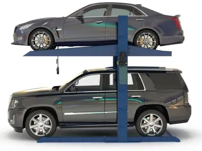 Post Parking Car Lift and Cars 3D model