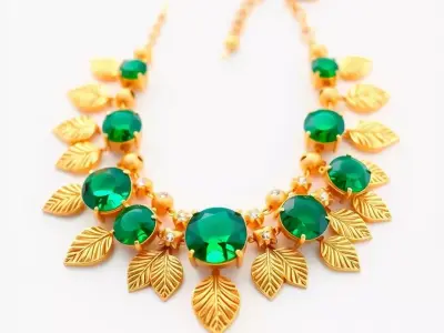 Emerald Leaf Necklace model pack Low-poly 3D model