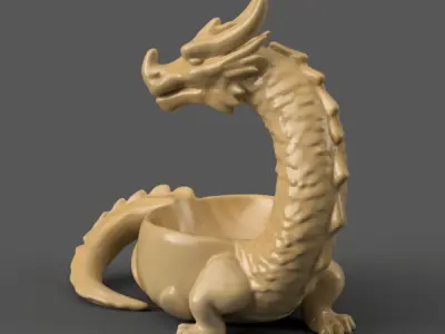 Dragon Organizer Echo Dot Holder planter candle holder 2 3D print model