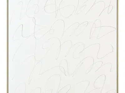 Line art poster set with painting on canvas 3D model