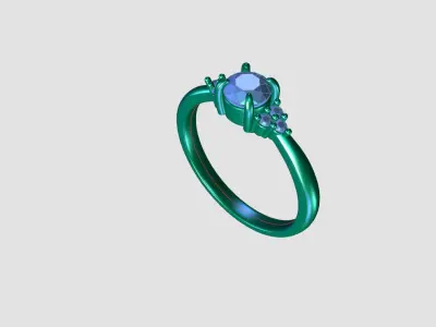 ZDR0218 diamond engagement ring gold 3D print model