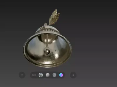 Ornate Antique Bell with Decorative Leaves High Poly 3D Model Low-poly 3D model