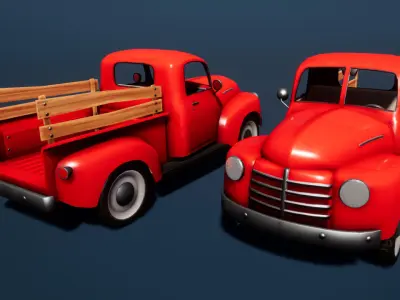 Classic farm pickup truck Low-poly 3D model