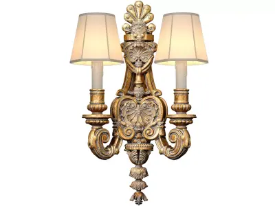 Bronze Large Antique Classic baroque Wall Lamp Sconce 3D model