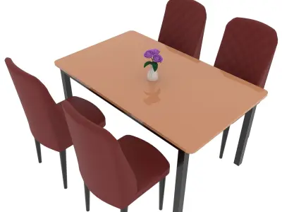 Dining Table with Chair Low-poly 3D model