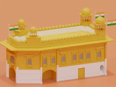 Cartoon Golden Temple India 3D model