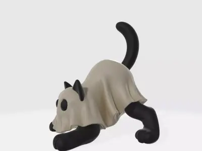 Cute Cat Ghost Figurine Halloween Cat Decor Adorable Kitty  3D print model