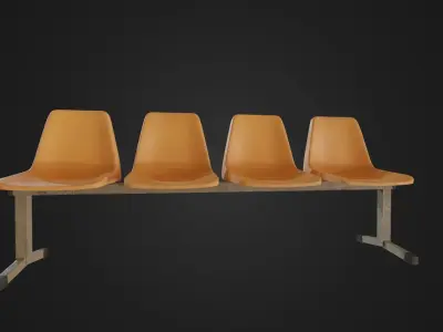 Old Waiting Bench 01 Low-poly 3D model