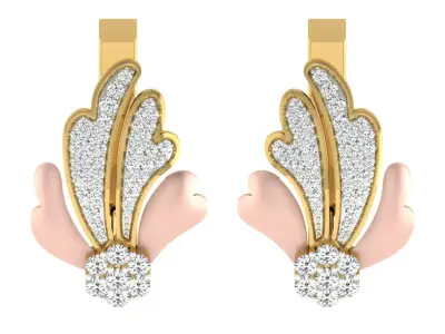 Solitaire Women Drop Earring 3dm STL OBJ FBX Render Details 3D print model get
