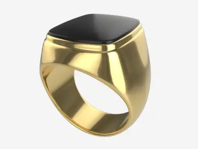 Gold Ring with Stone Jewelry 09 3D model