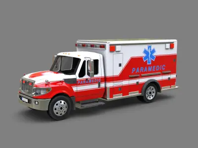 Ambulance truck Low-poly 3D model