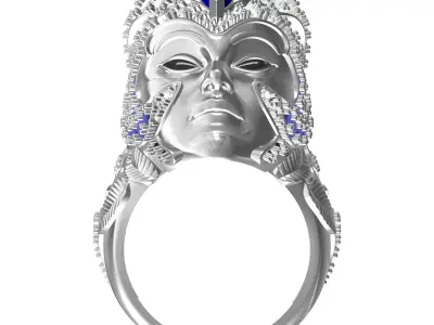 Magerit Crystal Ethinic Gothic Ring  3D print model