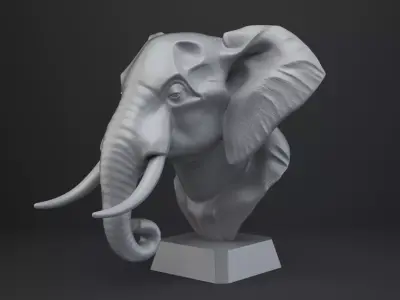 Elephant Bust - Animal Figurine 3D print model