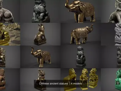 Chinese ancient statues  3D Model Collection