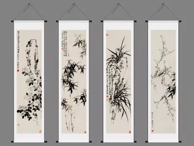 Chinese painting Low-poly 3D model