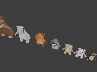 Low Poly Animal Character Collection Low-poly 3D model