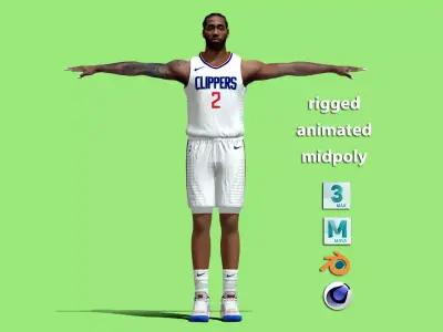 T-P Rigged Kawhi Leonard Los Angeles Clippers 3D model