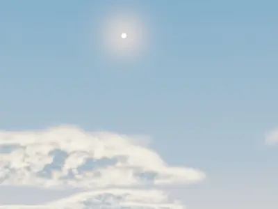 Seascape witht volumic clouds and dynamic sun Free 3D model