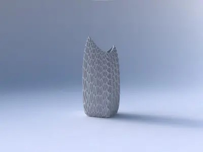 Vase double arc rectangle with wavy grid piramides 3D print model