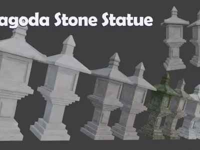 Pagoda Stone Statue Low-poly 3D model