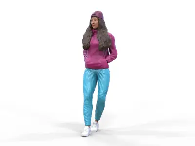 Woman leaning on a car 3D print model