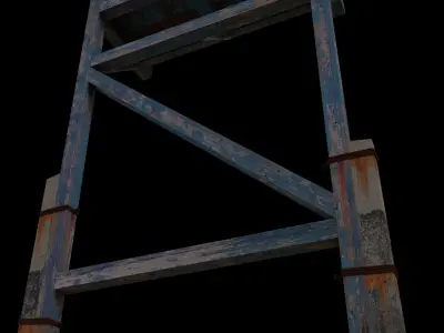 Balcony wooden covered Low-poly 3D model