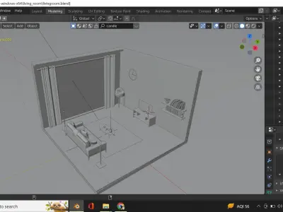 Unique Living room  Low-poly 3D model