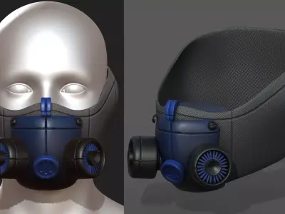Gas mask helmet protection isolated plastic  Low-poly 3D model