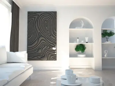 White modern minimalistic living room  3D model